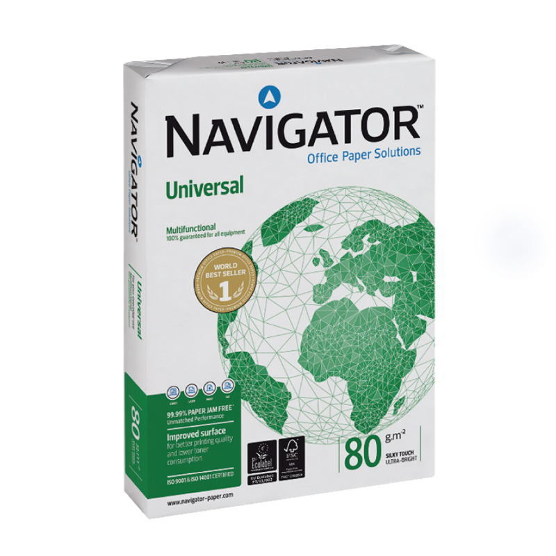 Papīrs NAVIGATOR UNIVERSAL A4 80g/m2, 500 loksnes/iepakojumā