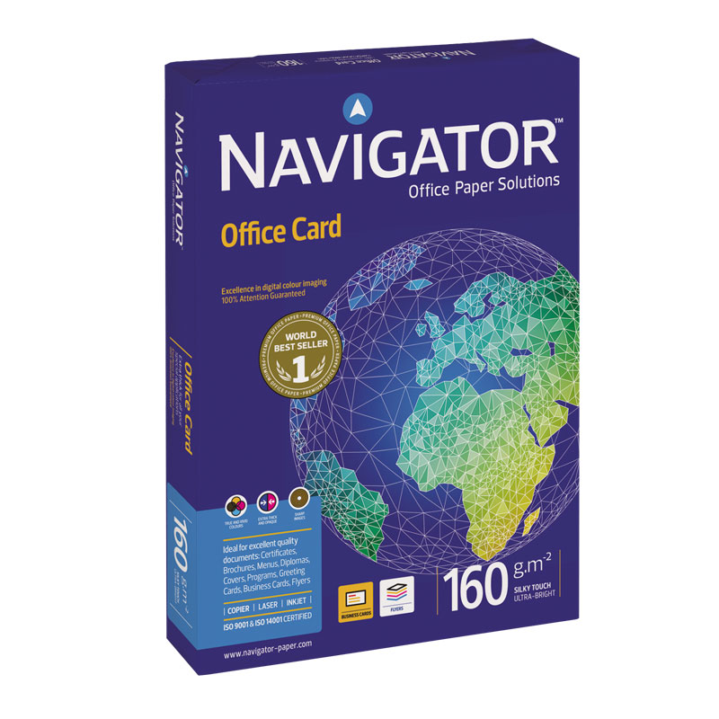 Papīrs NAVIGATOR OFFICE CARD A4 formāts 160g/m2, 250 loksnes/iepakojumā