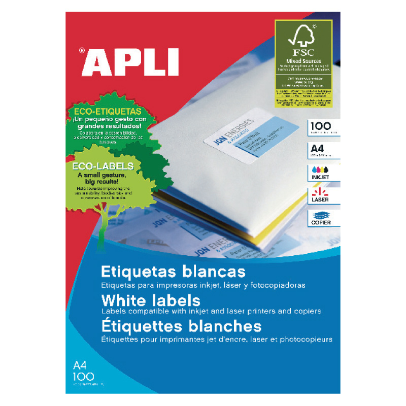 Uzlīmes APLI ILC ar izmēru 199.6x289.1 mm 100 loksnes/100 uzlīmes noapaļotas