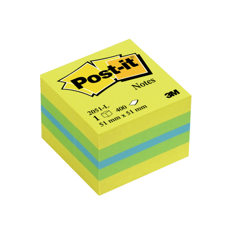 Piezīmju līmlapiņu mini kubs POST-IT Lemon, 51x51mm, 400 lapiņas