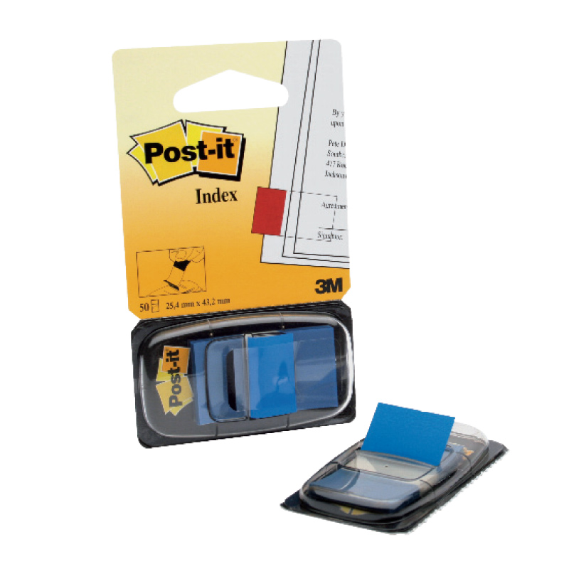 Pašlīpošie indeksi POST-IT 25.4x43.2mm, 50 lapiņas zilā krāsā