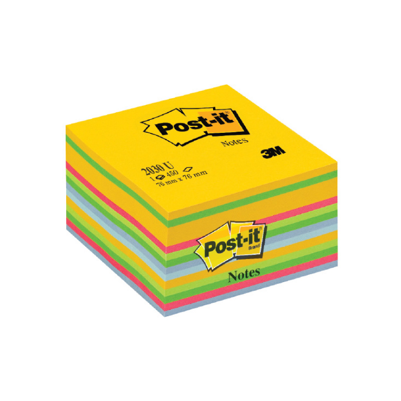 Piezīmju līmlapiņu kubs 3M POST-IT Ultra 76x76mm, asorti krāsas, 450 lpp