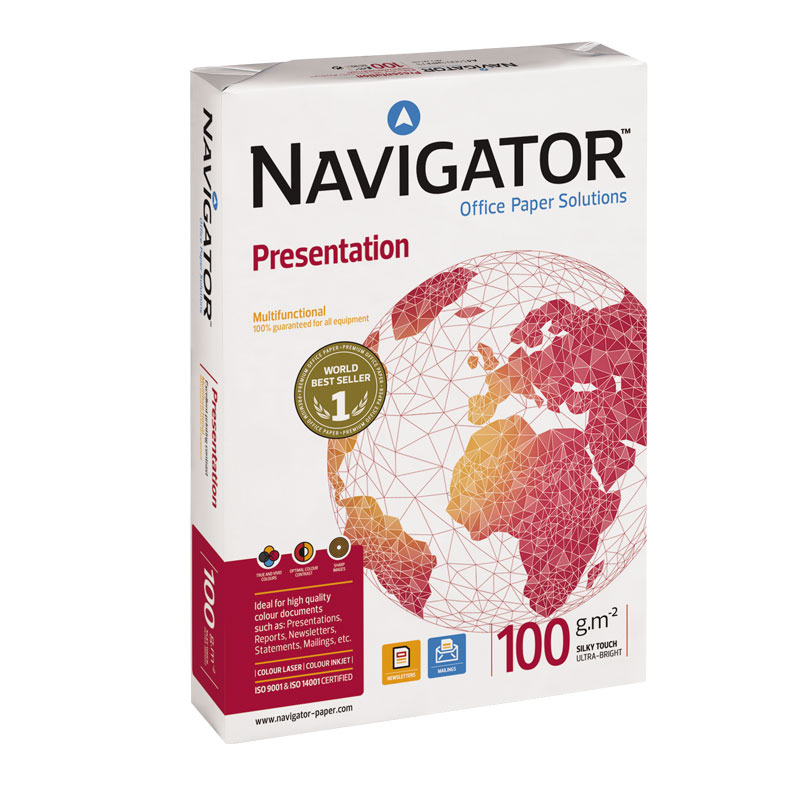 Papīrs NAVIGATOR PRESENTATION A4 100g/m2, 500 loksnes/iepakojumā