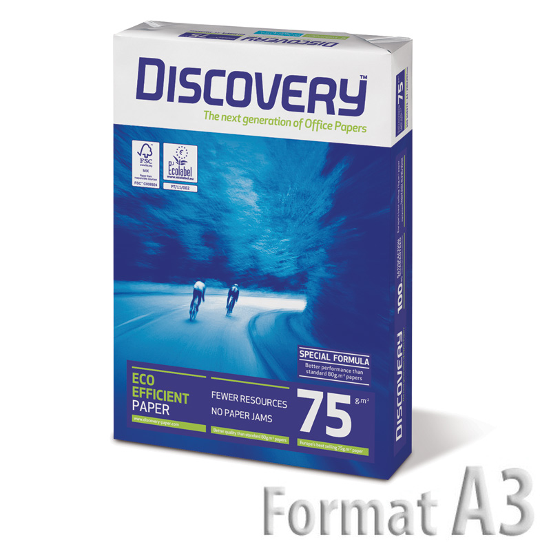 Papīrs DISCOVERY A3 formāts 75g/m2, 500 loksnes/iepakojumā