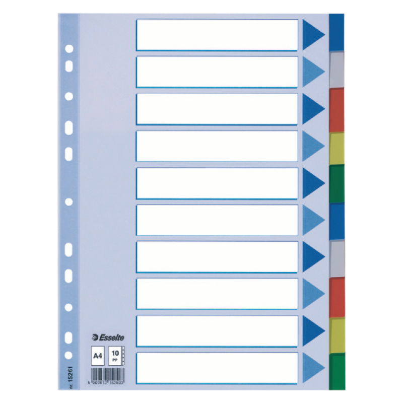 Sadalītājs dokumentiem Esselte, A4 formāts, 1-10 krāsains, plastikāta