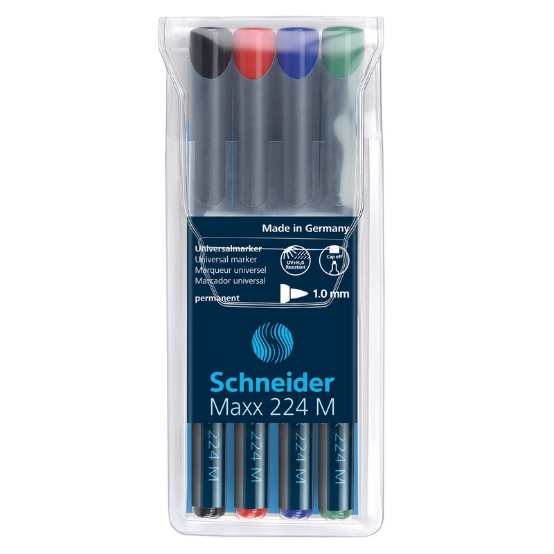 Noturīgais marķieris SCHNEIDER kodoskopa plēvēm OHP Maxx 224M, 1 mm, 4 krāsas