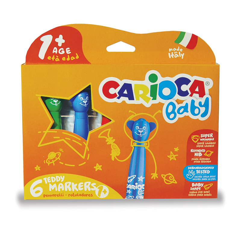 Flomasteri CARIOCA Baby Teddy Marker, 6 krāsas