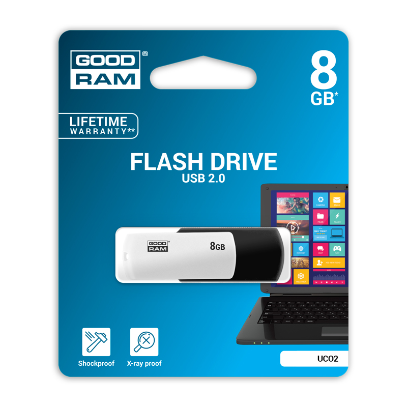 Atmiņa GOODRAM 8GB UCO2 USB 2.0, melna/balta