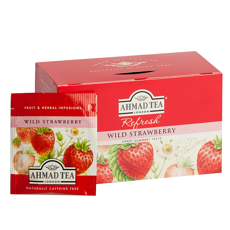 Tēja AHMAD Alu WILD STRAWBERRY, 20 maisiņi x 2 g paciņā