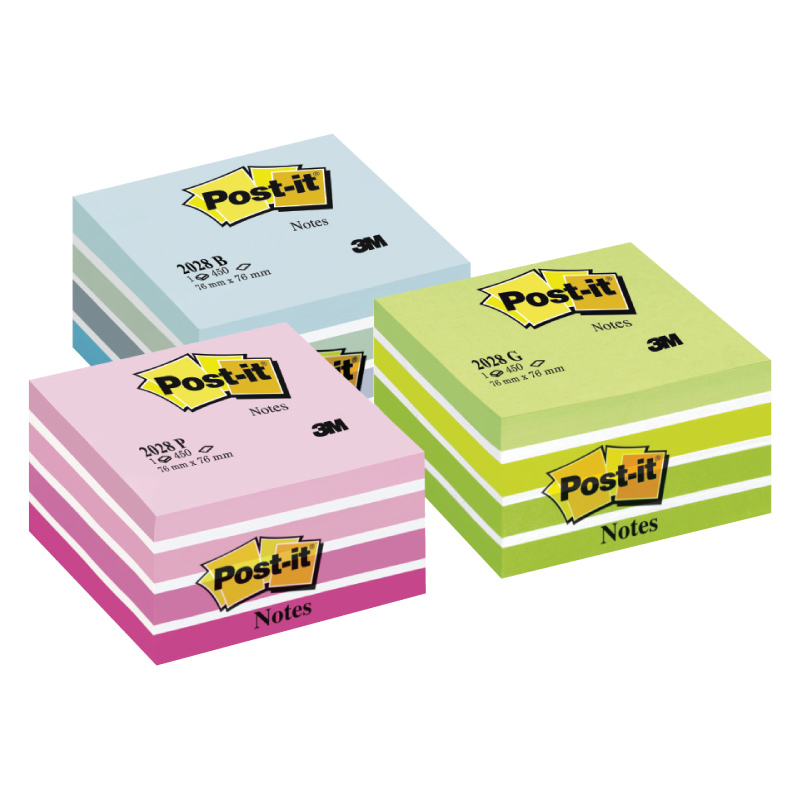Piezīmju līmlapiņu kubs POST-IT Aquarelle, 76x76mm, zaļā krāsā