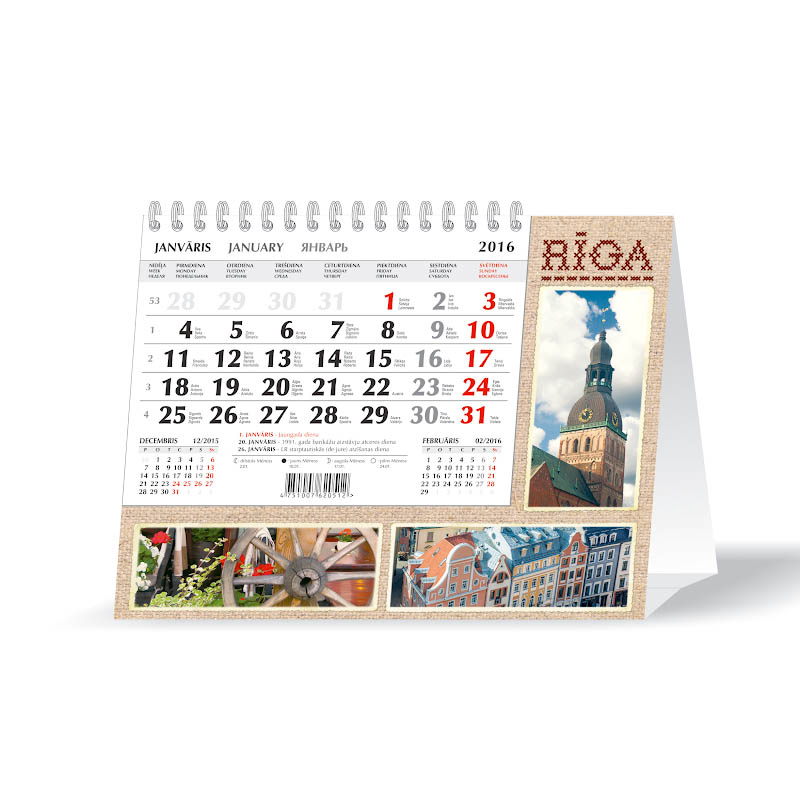Galda kalendārs 2022 gadam Mobile Serviss Pyramid, baltas lapas, trīs valodas