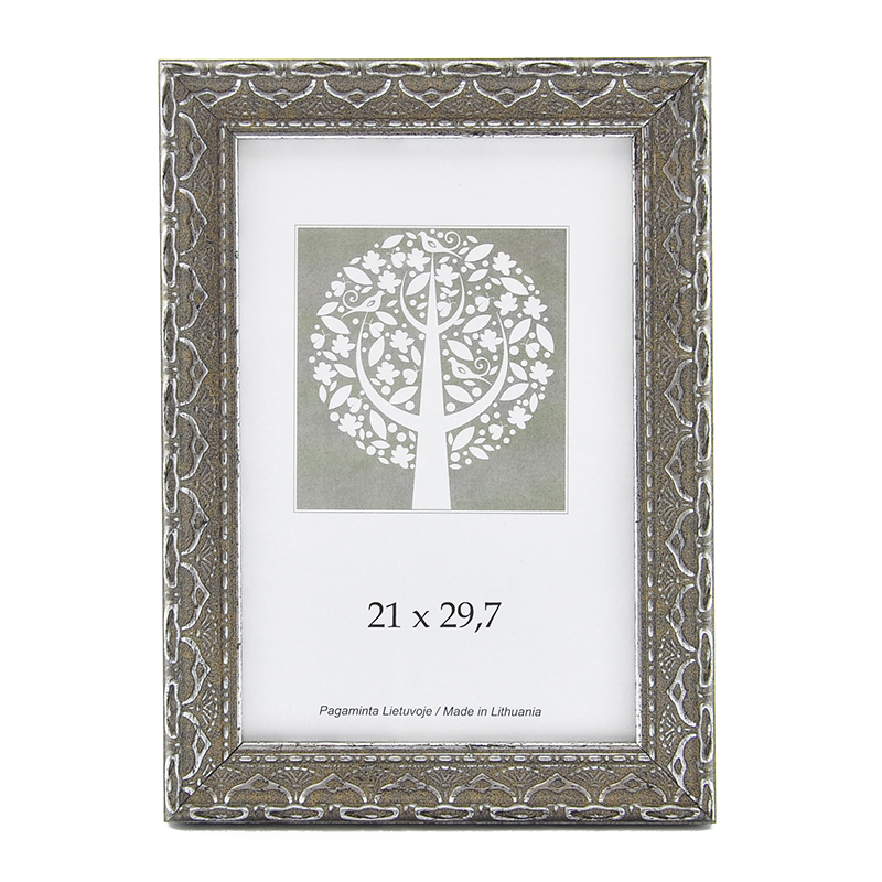 Foto rāmis, plastmasas, A4, 21x29,7 cm, pelēkā krāsā ar ornamentu