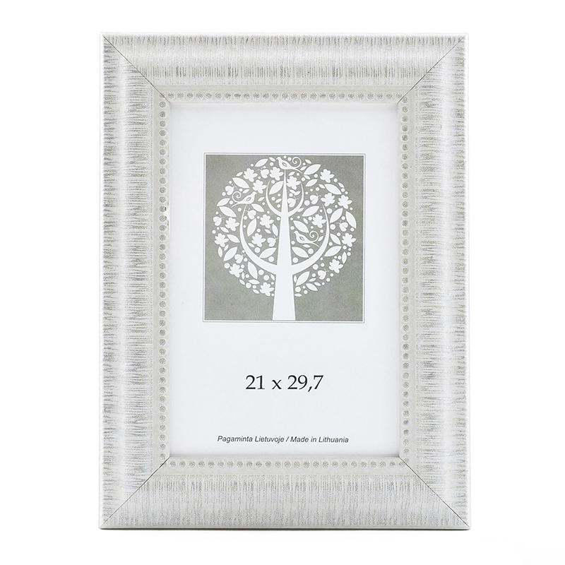 Foto rāmis, plastmasas, A4, 21x29,7 cm, baltā krāsā, ar ornamentu