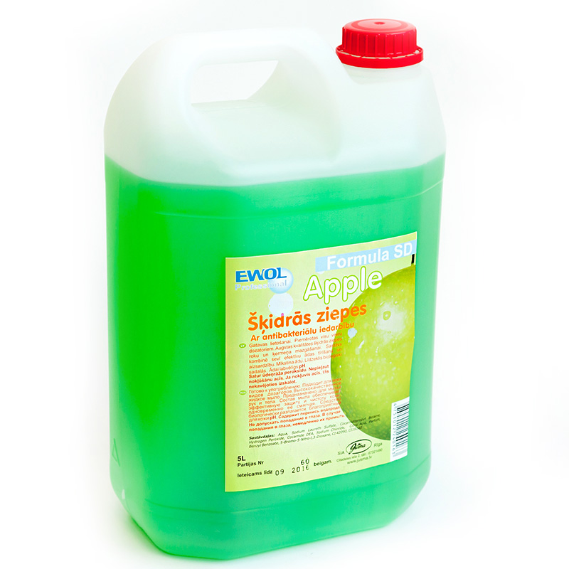 Šķidrās ziepes ar antibakteriālu iedarbību EWOL Professional Formula SD, ābolu, 5 L