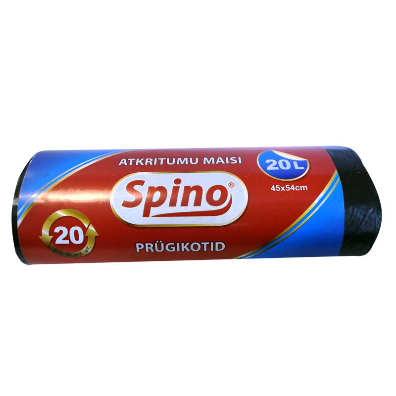 Atkritumu maisi SPINO, tilpums 20 L, 20 gab., 10 mkr, HDPE, 45 x 56 cm, melnā krāsā