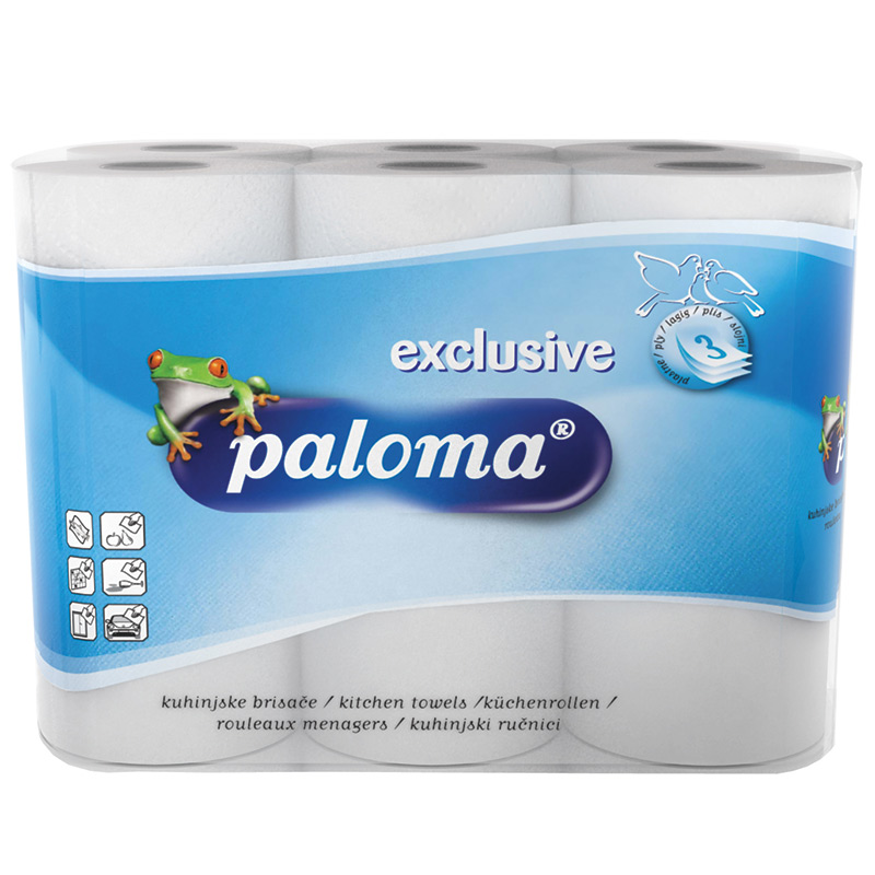 Papīra dvieļi PALOMA MULTI FUN,  3 sl., 6 ruļļi baltā krāsā