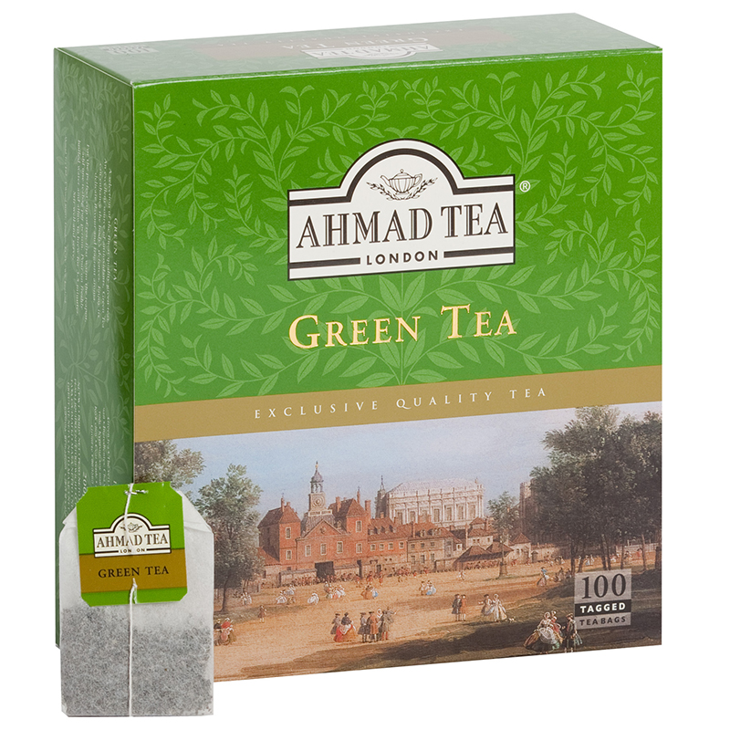 Zaļā tēja AHMAD GREEN, 100 maisiņi paciņā