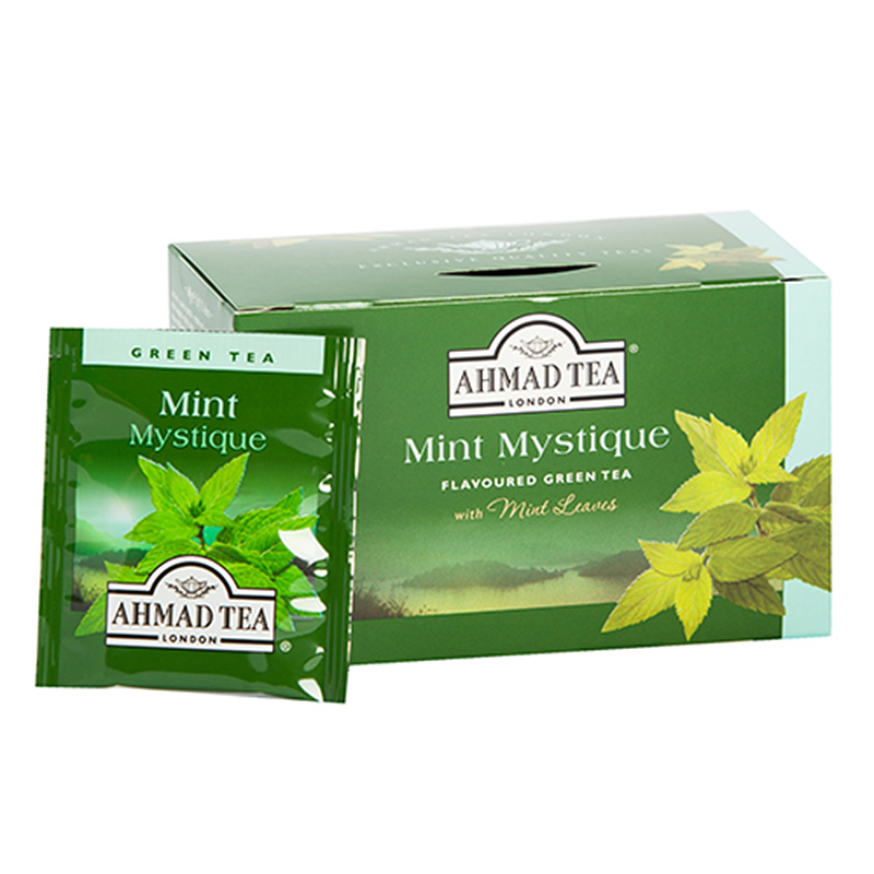 Zaļā tēja AHMAD Alu GREEN MINT, 20 maisiņi paciņā